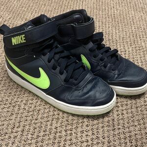Nike Court Borough Dark Blue and Bright Green High-Tops size 7Y